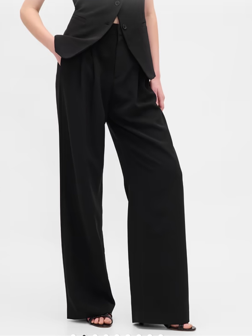 GAP Wide Leg Trousers Pants - Black Size 10 Tall